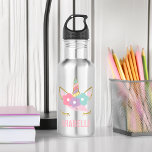 Sweet Unicorn Stainless Steel Water Bottle<br><div class="desc">Sweet girly unicorn personalized design.</div>