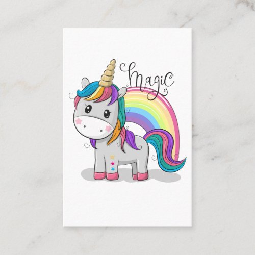 Sweet unicorn with big eyes business card