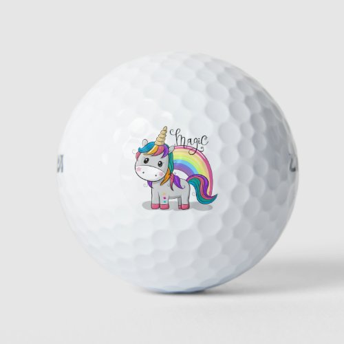 Sweet unicorn with big eyes golf balls