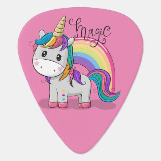 Sweet unicorn with big eyes guitar pick