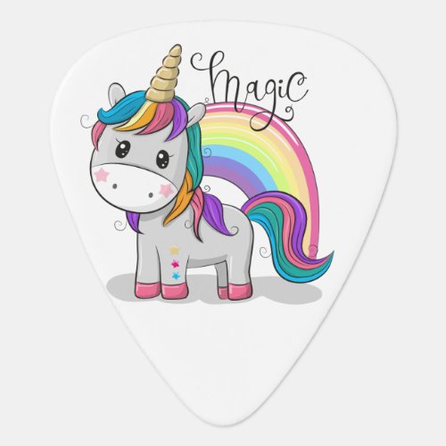 Sweet unicorn with big eyes guitar pick