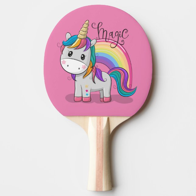 Sweet unicorn with big eyes ping pong paddle (Front)