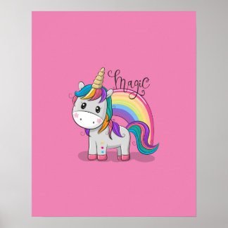 Sweet unicorn with big eyes poster