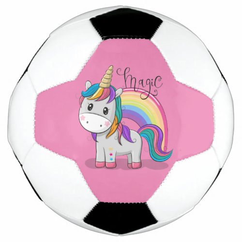 Sweet unicorn with big eyes soccer ball