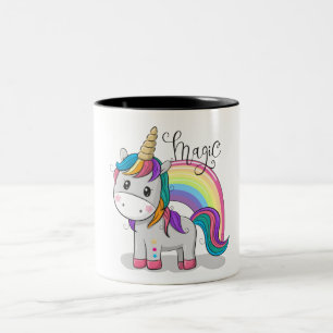 Sweet unicorn with big eyes Two-Tone coffee mug
