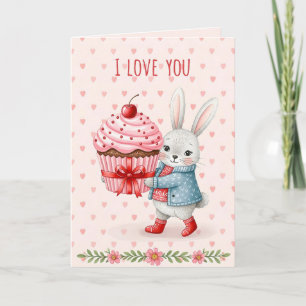 Sweet Valentine Card With Cute Bunny