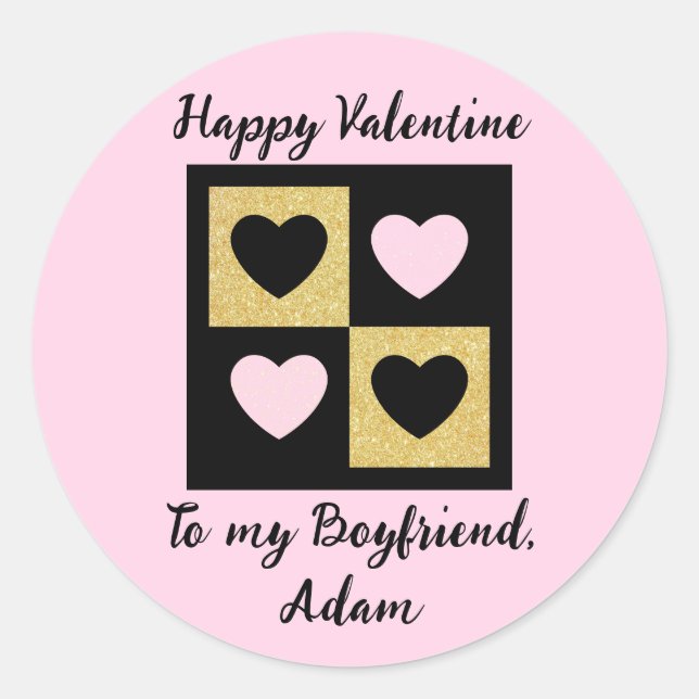 sweet valentine couple personalized customize  classic round sticker (Front)