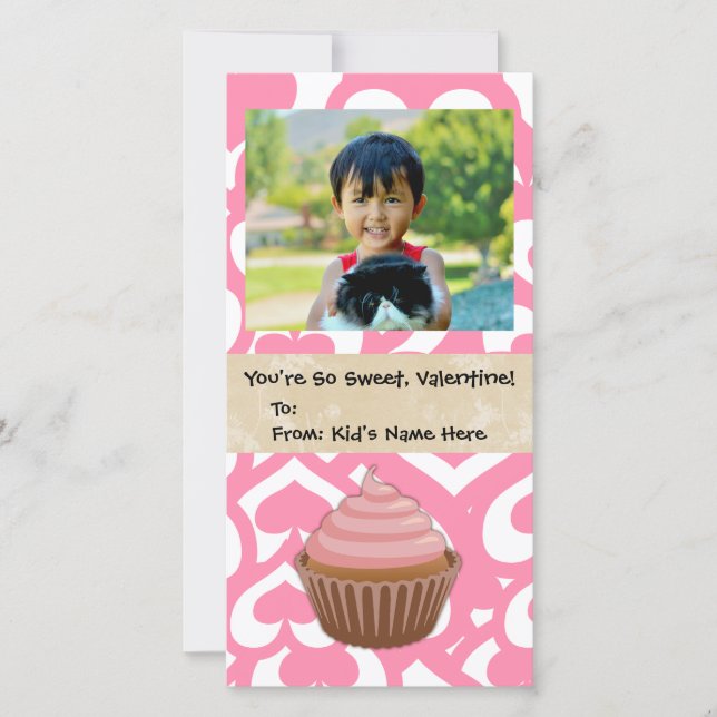Sweet Valentine Cupcake Kid's Holiday Card (Front)