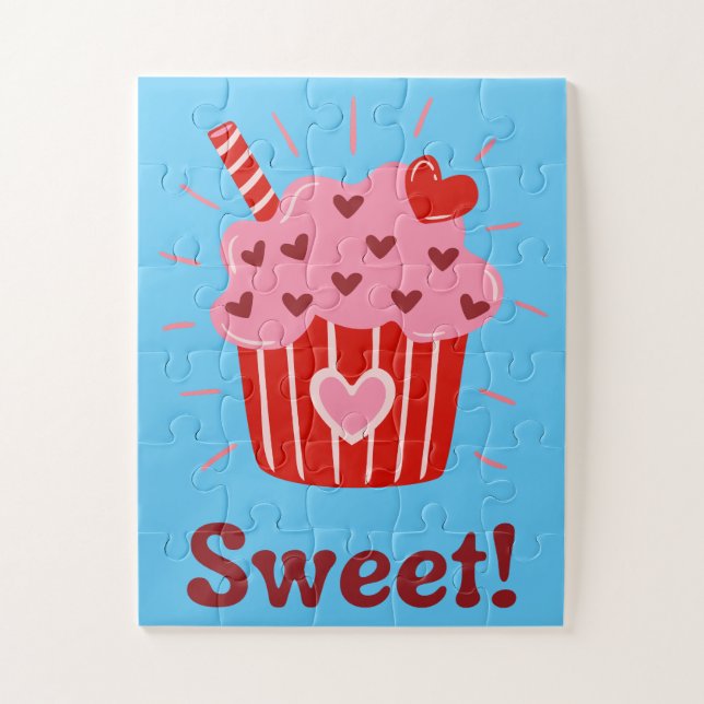 Sweet Valentine Cupcake Puzzle for Kids (Vertical)