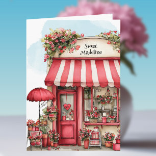 Sweet Valentine Flower Shop Personalized Card