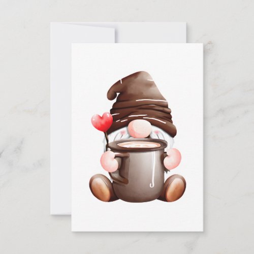 Sweet Valentine Gnome Invitation for Coffee