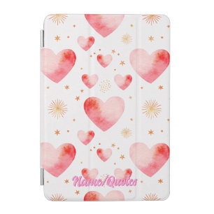 Sweet Valentine Heart Pattern with Golden Glitter iPad Mini Cover