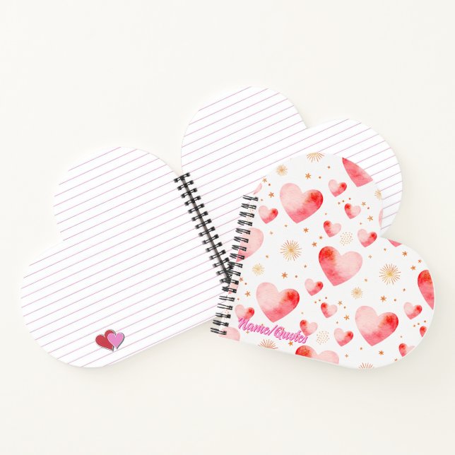 Sweet Valentine Heart Pattern with Golden Glitter Notebook (Inside)