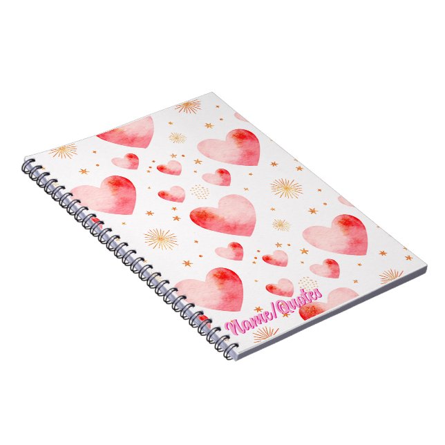 Sweet Valentine Heart Pattern with Golden Glitter Notebook (Right Side)