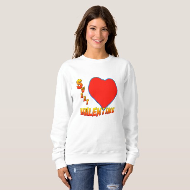 Sweet Valentine Red Heart Women's Raglan T-Shirt Sweatshirt (Front Full)