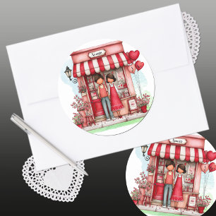 Sweet Valentine Shop Couple Monograms Classic Round Sticker