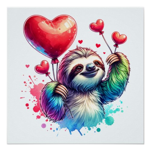 Sweet Valentine Sloth Poster