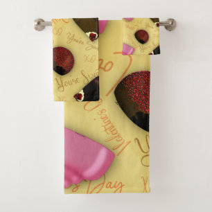 Sweet Valentine - Valentine's Day Candy Pattern Bath Towel Set