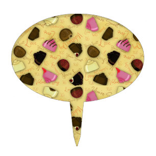 Sweet Valentine - Valentine's Day Candy Pattern Cake Topper