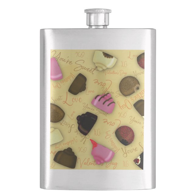 Sweet Valentine - Valentine's Day Candy Pattern Flask (Front)