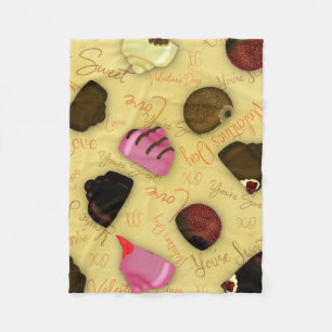 Sweet Valentine - Valentine's Day Candy Pattern Fleece Blanket