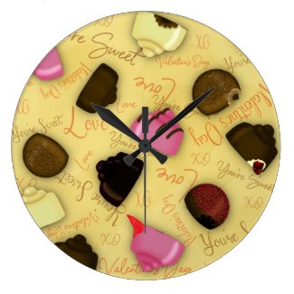 Sweet Valentine - Valentine's Day Candy Pattern Large Clock