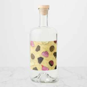 Sweet Valentine - Valentine's Day Candy Pattern Liquor Bottle Label