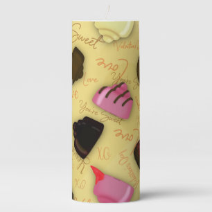 Sweet Valentine - Valentine's Day Candy Pattern Pillar Candle