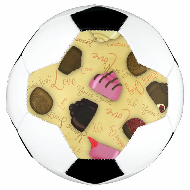 Sweet Valentine - Valentine's Day Candy Pattern Soccer Ball (Front)