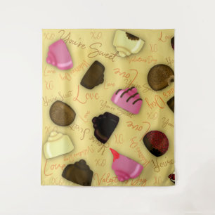 Sweet Valentine - Valentine's Day Candy Pattern Tapestry