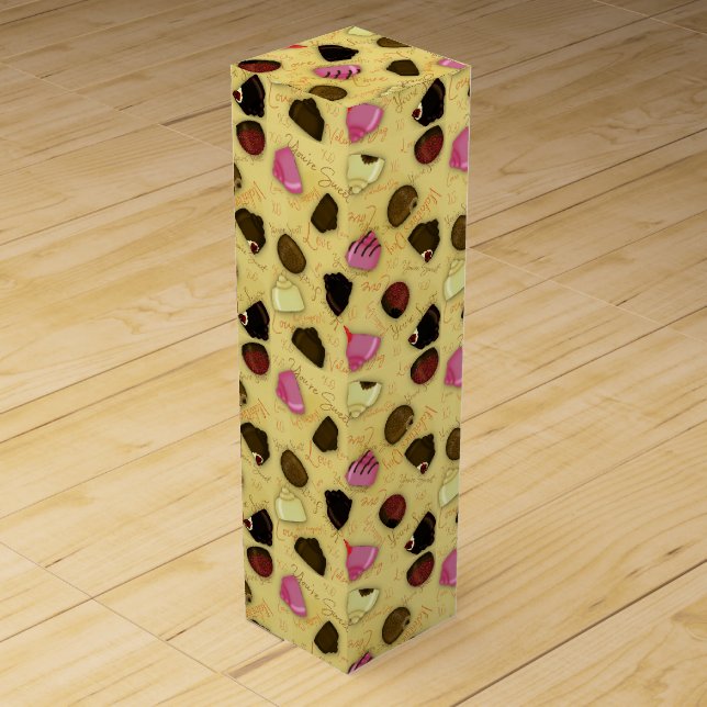 Sweet Valentine - Valentine's Day Candy Pattern Wine Box (Front)