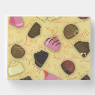 Sweet Valentine - Valentine's Day Candy Pattern Wooden Box Sign