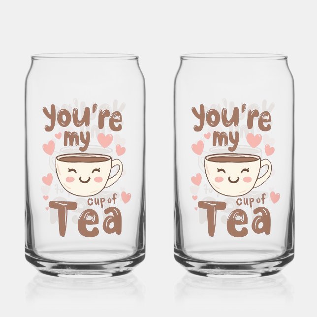 Sweet Valentine's Day Tea Lover Quote Can Glass (Front)