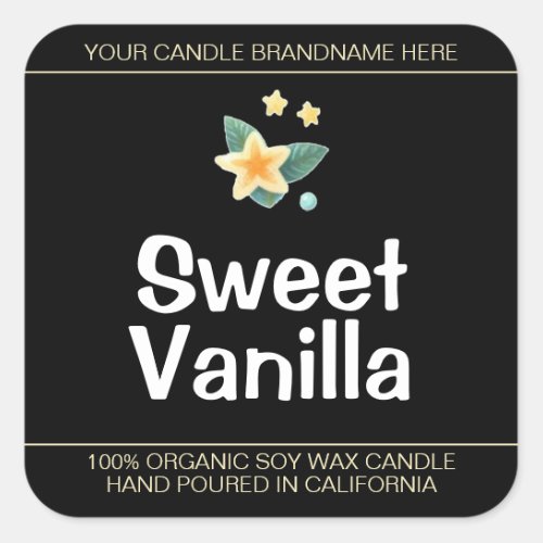 Sweet Vanilla Flower Symbol Soy Candles Labels 