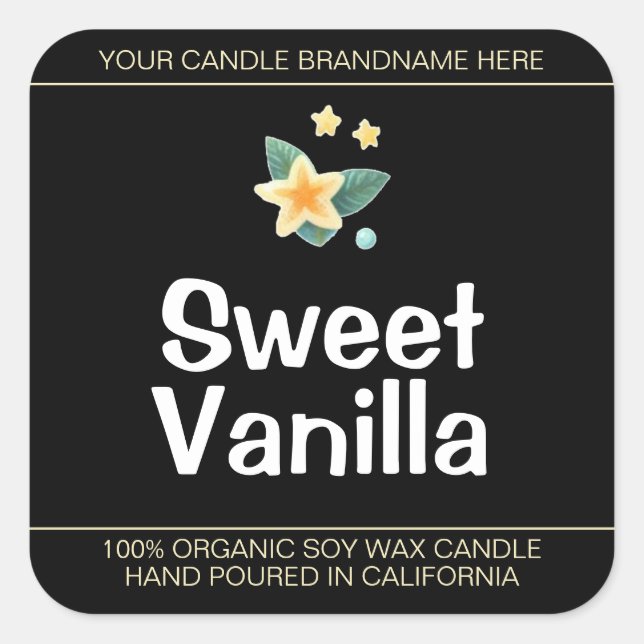 Sweet Vanilla Flower Symbol Soy Candles Labels  (Front)