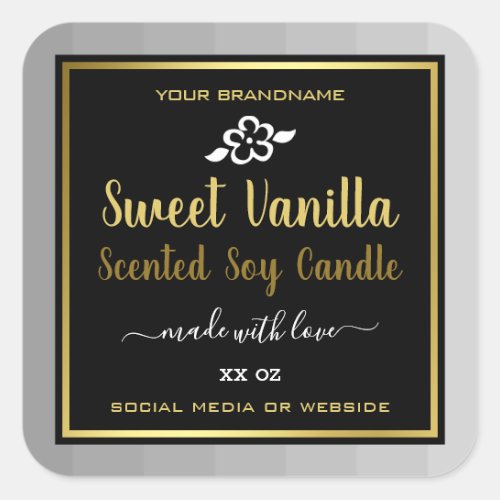 Sweet Vanilla Product Packaging Labels Gold Black