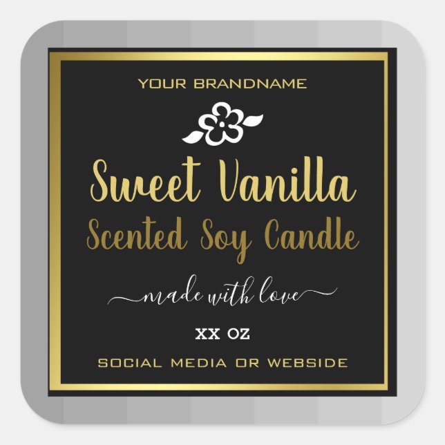 Sweet Vanilla Product Packaging Labels Gold Black (Front)