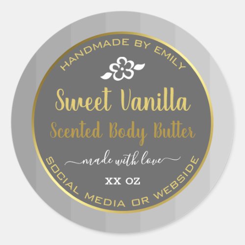 Sweet Vanilla Product Packaging Labels Gold Gray