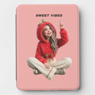 Sweet vibes cute strawberry hoodie girl pink kindle cover