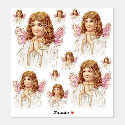 Sweet Victorian angel praying hands contour Sticker