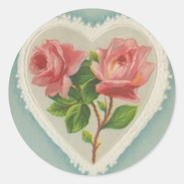 Sweet Victorian Roses in a Heart Sticker (Front)