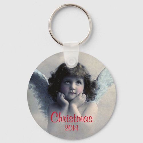 Sweet Vintage Angel Christmas Memento Keychain