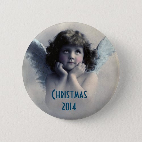 Sweet Vintage Angel Christmas Memento Pinback Button