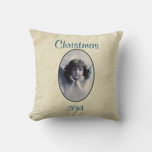 Sweet Vintage Angel Christmas Memento Throw Pillow