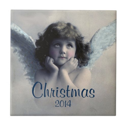 Sweet Vintage Angel Christmas Memento Tile