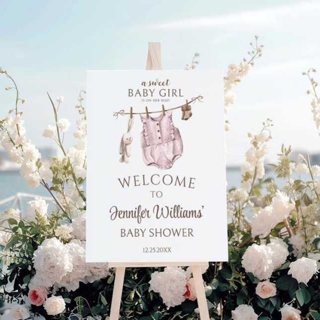 Sweet Vintage Baby Girl Shower Welcome Sign Board (Creator Uploaded)