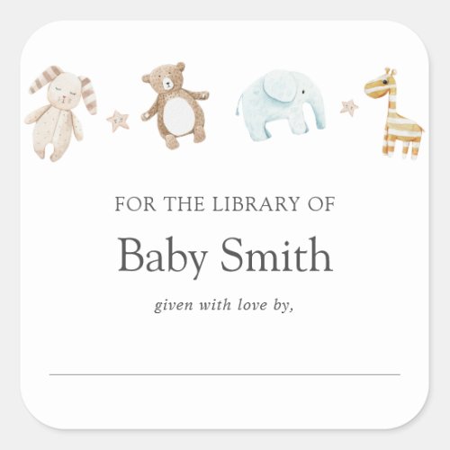 Sweet Vintage Baby Shower Library Square Sticker