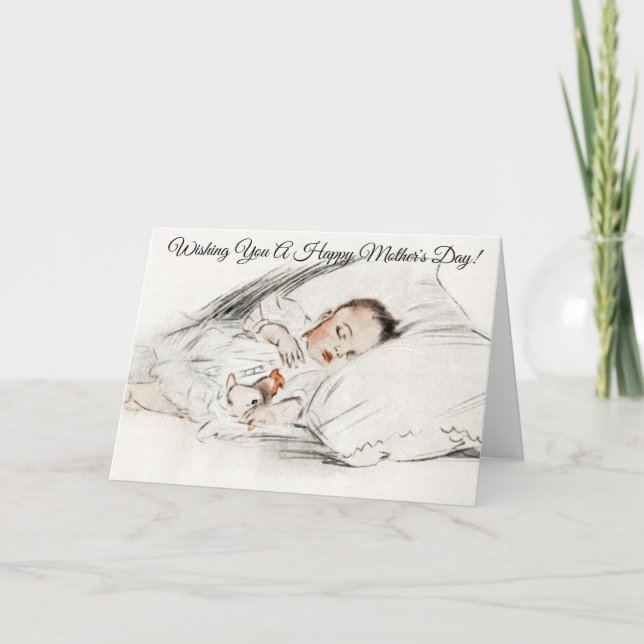 Sweet Vintage Baby Sleeping Card (Front)