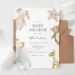 Sweet Vintage Baby Toys Shower Invitation<br><div class="desc">Fun baby shower invitation featuring watercolor baby toys including gender neutral stuffed animals. Personalize with your information or click "Click to customize further" to edit font styles,  size and colors.</div>