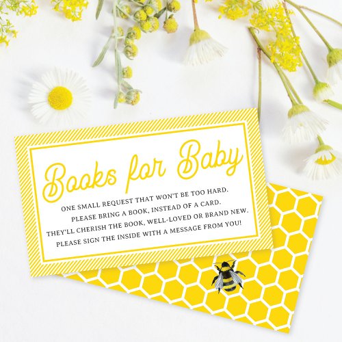 Sweet Vintage Bumblebee Books For Baby Baby Shower Enclosure Card